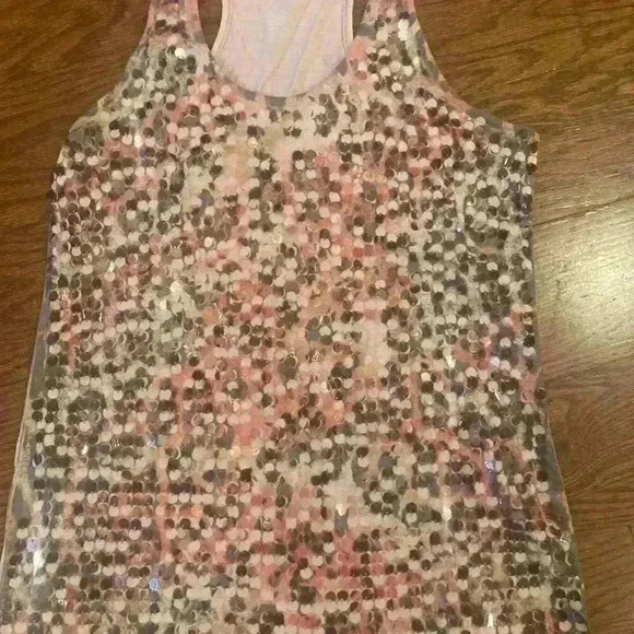 Rose Gold Italian Gold Sequin Tank Racer Back Size L - Picture 9 of 11